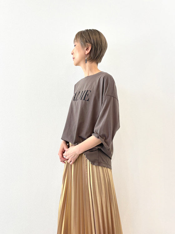 "CALME" ロゴ5部袖Tシャツ