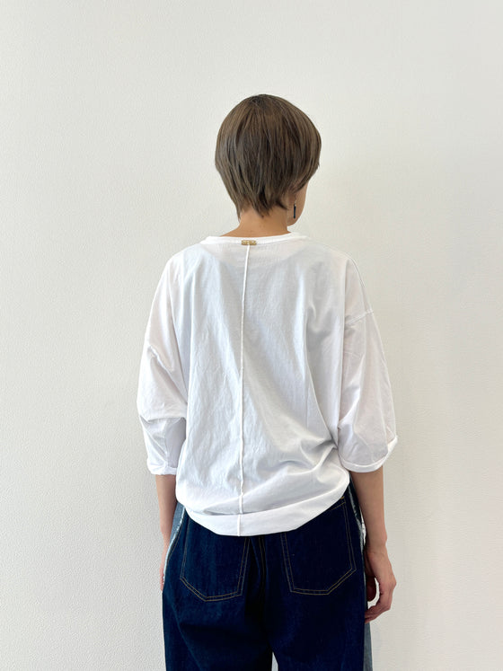 "CALME" ロゴ5部袖Tシャツ